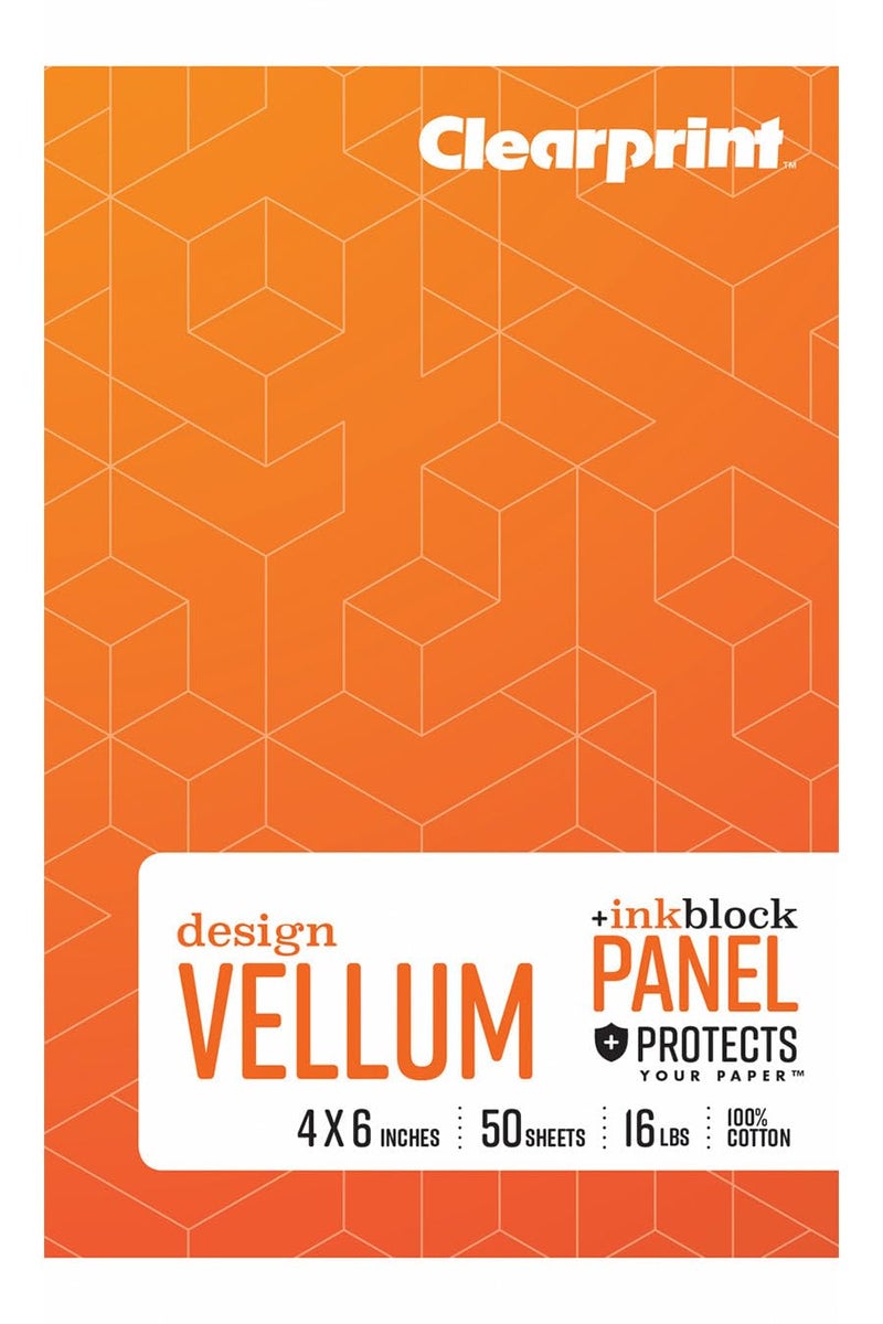 Clearprint 4" x 6" 1000H 100% Cotton Design Vellum Field Book with "Ink Block" Panel, 16 lb. / 60 GSM, 50 Sheets/Book, 1 Each